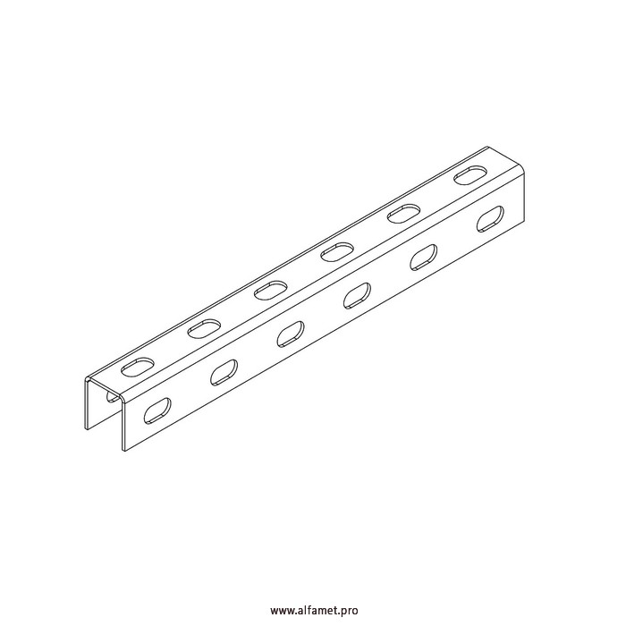 Профиль монтажный U-образный перфорированный 30х35х3000 (1,5 мм)