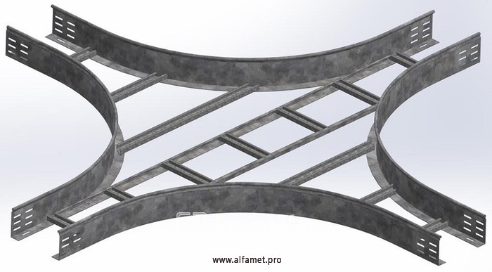 Крестообразный разветвитель для лестничного лотка АМЛЛ 500х50х3000 (радиус поворота 600 мм)
