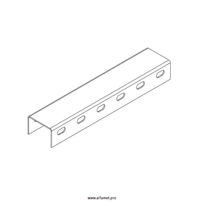Профиль монтажный U-образный с боковой перфорацией 60х40х3000 (2,5 мм)