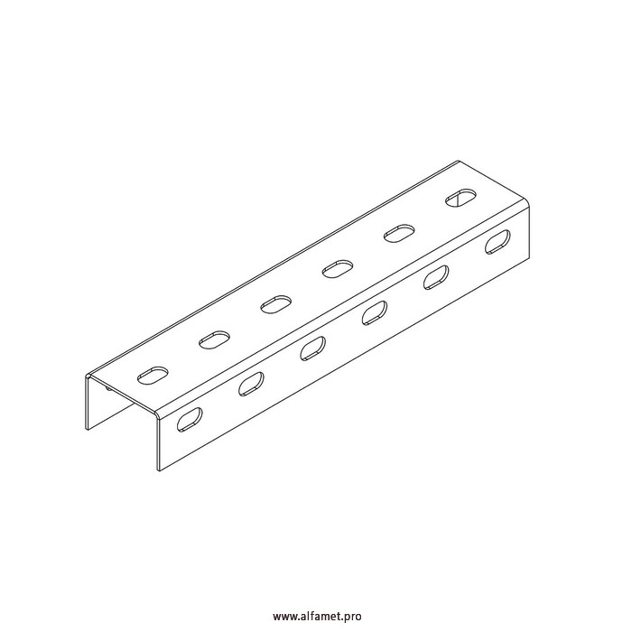 Профиль монтажный U-образный перфорированный 60х40х3000 (2,5 мм)