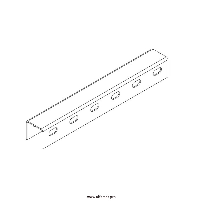 Профиль монтажный U-образный с боковой перфорацией 50х50х3000 (2,5 мм)